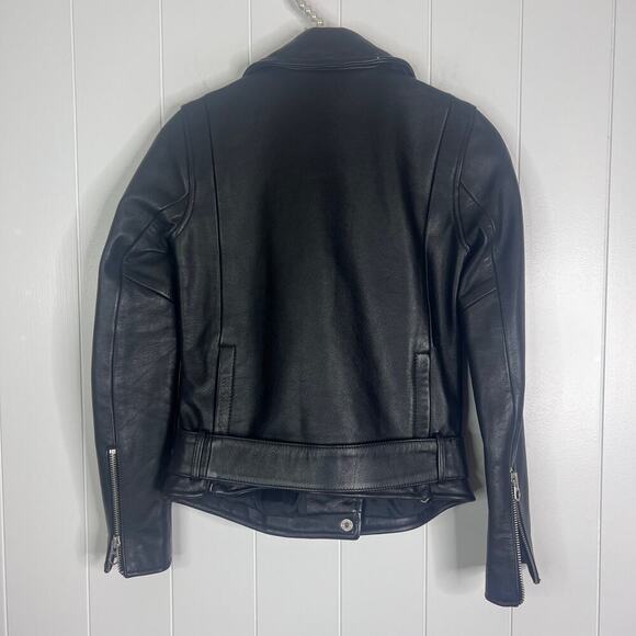 Madewell Ultimate Leather Motorcycle Jacket in True Black SZ XXS - Picture 12 of 14